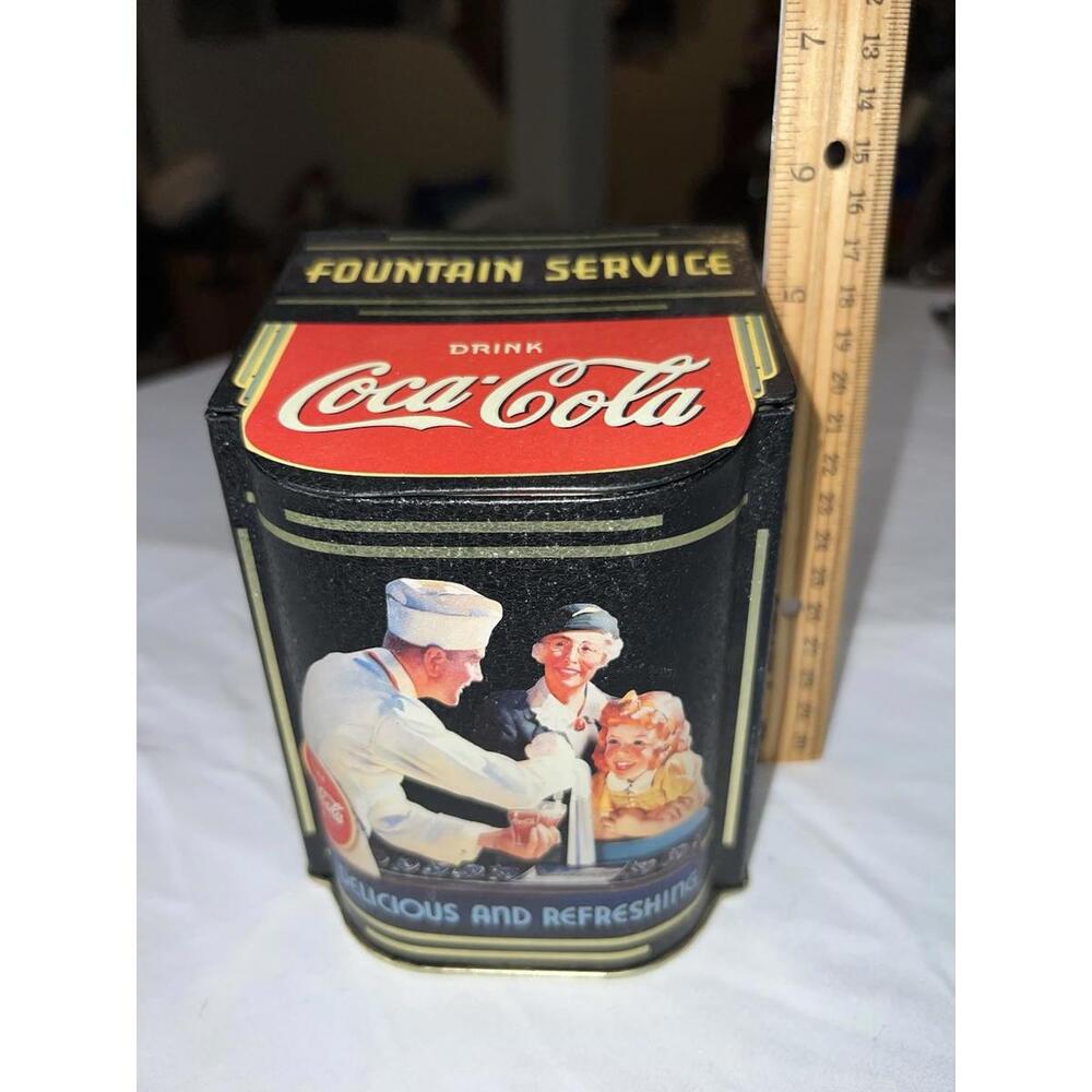 Vintage '90s Coca-Cola Collector Tin "Fountain Service" 5.5" x 4.25"‎ Multicolor - Picture 10 of 11